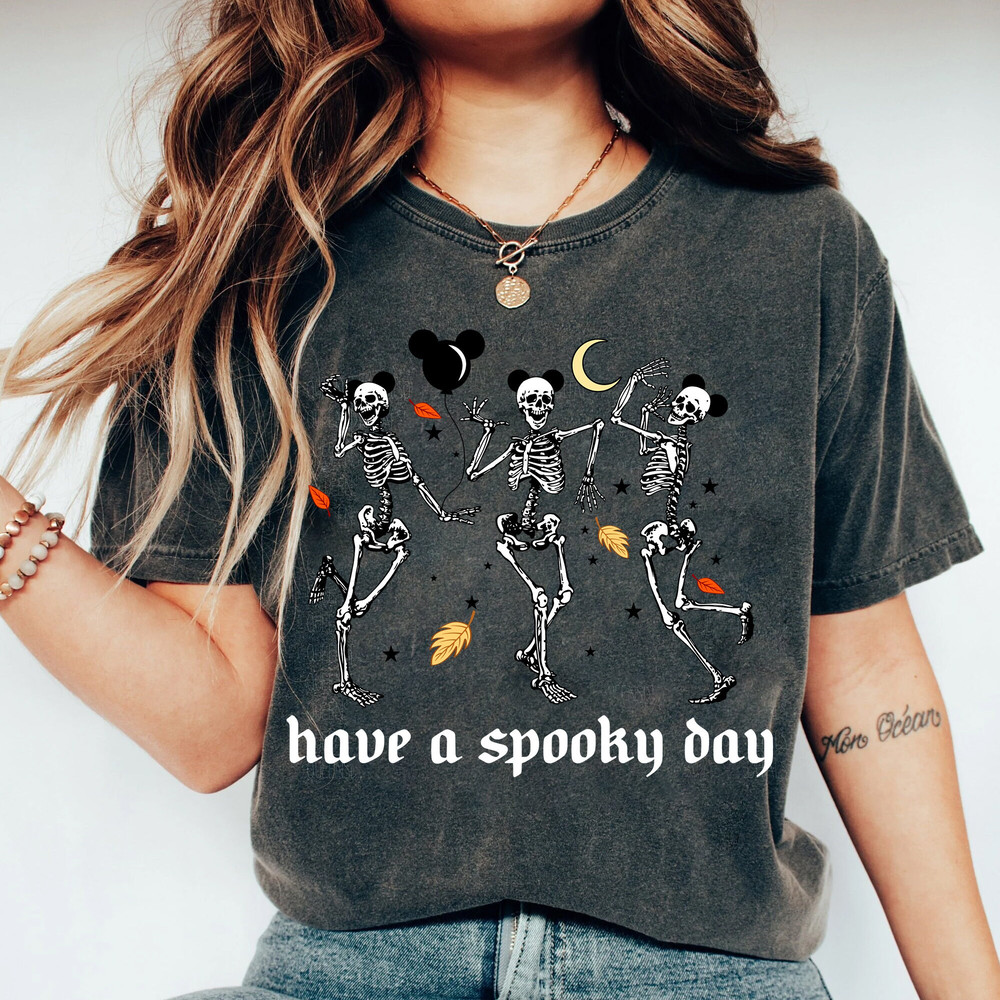 Dancing Skeletons Have A Spooky Day Shirt, Halloween Party Dancing Shirt, Mickey Ears Balloon Halloween Shirt, Funny Halloween Tee - 3.jpg