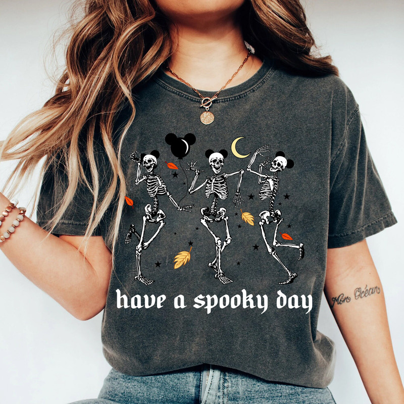 Dancing Skeletons Have A Spooky Day Shirt, Halloween Party Dancing Shirt, Mickey Ears Balloon Halloween Shirt, Funny Halloween Tee - 3.jpg