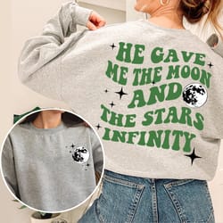double side he gave me the moon and stars infinity sweatshirt team conrad shirt counsins beach tee