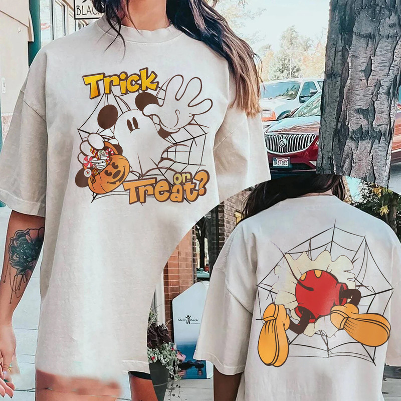 Double Side Mickey Trick Or Treat Halloween Shirt Mickey Ghost Shirt Mickey Not So Scary Shirt - 1.jpg