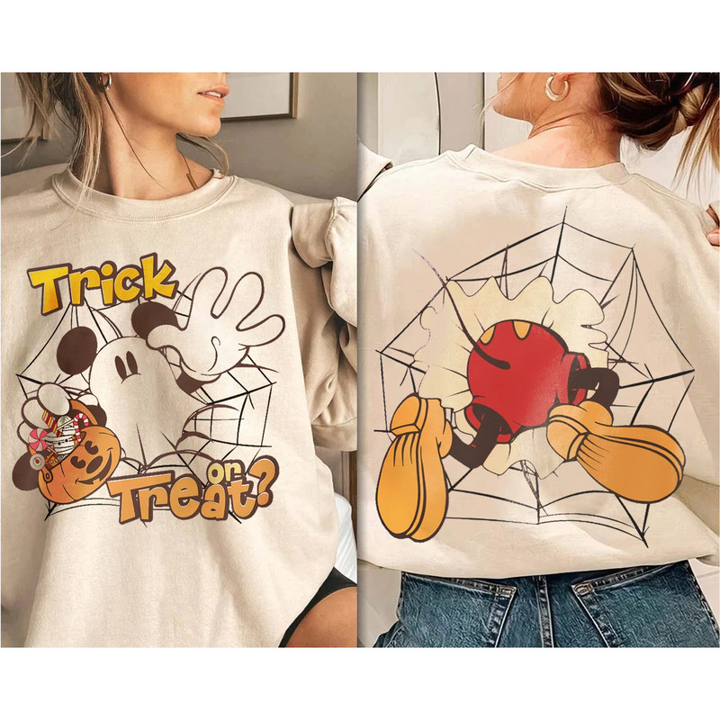 Double Side Mickey Trick Or Treat Halloween Shirt Mickey Ghost Shirt Mickey Not So Scary Shirt - 2.jpg