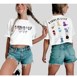 double side taylor karma is a cat shirt swift midnights t-shirt the era tour shirt