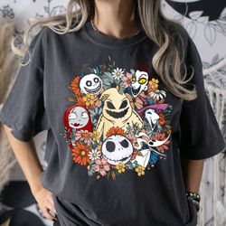 floral nightmare before christmas shirt jack skellington tshirt horror movie shirt