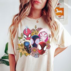 floral spider man across the spider verse shirt, miles morales shirt, ghost spider shirt, spider punk tee, spider 2023 s