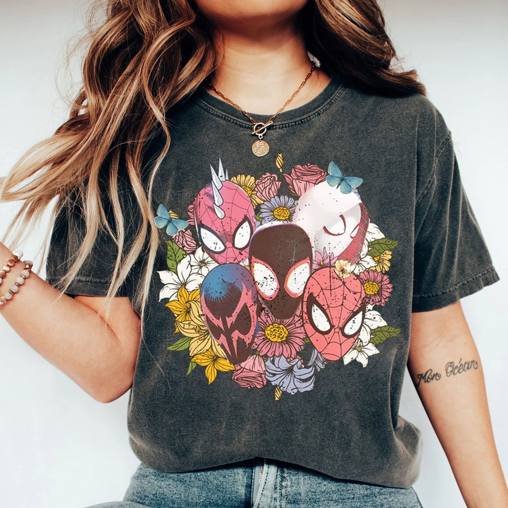 Floral Spiderman Across the Spider-Verse Shirt, Spider Punk Shirt, Marvel Comics Sweatshirt, Spider 20999 Superhero Tee - 1.jpg