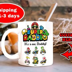 funny gift for dad, fathers day mug, super daddio mug, gamer dad fun gift novelty , new dad mug, gift from kid to dad, s