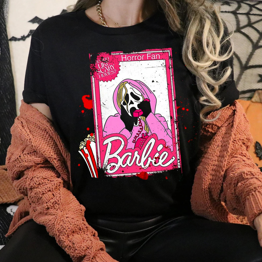 Horror Barbie Graphic Shirt Barbie Ghostface Shirt Scary Movie Tee - 1.jpg
