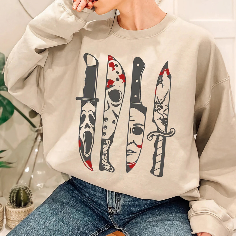 Horror Movie Characters In Knives Shirt  Michael Myers Jason Voorhees Scream Shirt  Gildan Shirt - 3.jpg