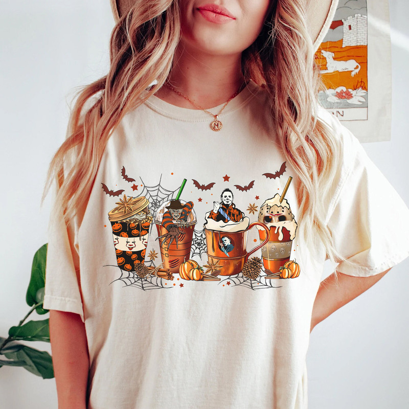 Horror Movie Coffee Latte Shirt Halloween Drink Cozy Shirt Gilden Shirt - 1.jpg