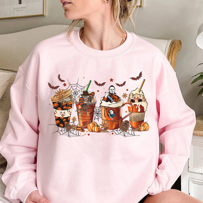 Horror Movie Coffee Latte Shirt Halloween Drink Cozy Shirt Gilden Shirt - 3.jpg