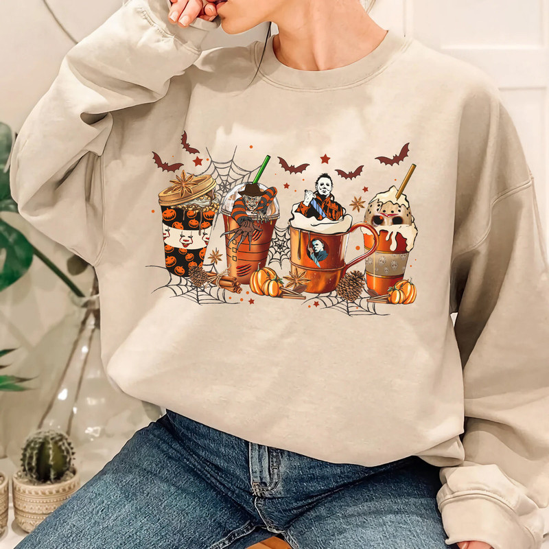 Horror Movie Coffee Latte Shirt Halloween Drink Cozy Shirt Gilden Shirt - 4.jpg