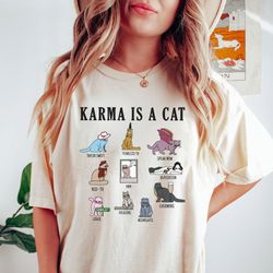 karma is a cat shirt, the eras tour shirt cats, midnights taylor tee, cute swift cat tshirt, gift for her