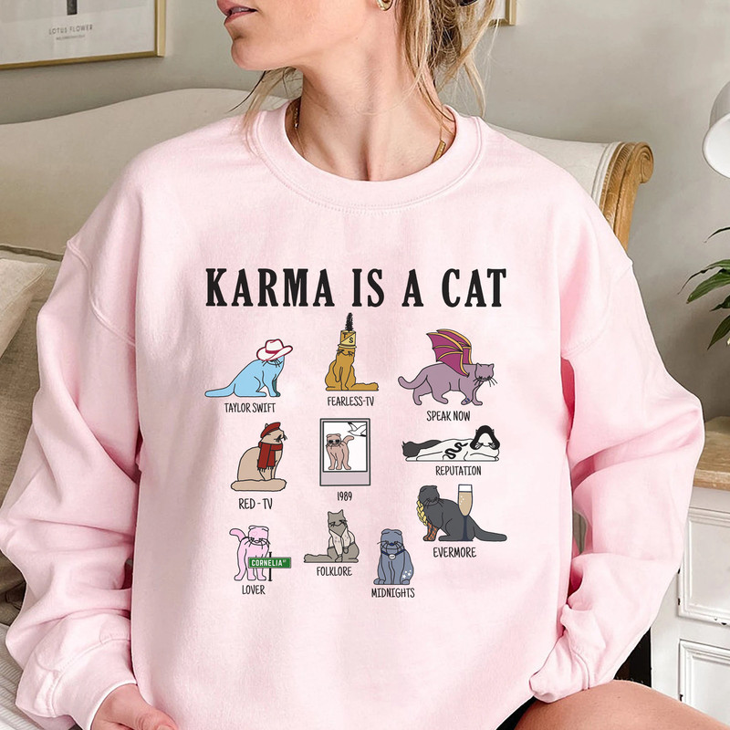 Karma Is A Cat Shirt, The Eras Tour Shirt Cats, Midnights Taylor Tee, Cute Swift Cat T-Shirt, Gift For Her - 5.jpg
