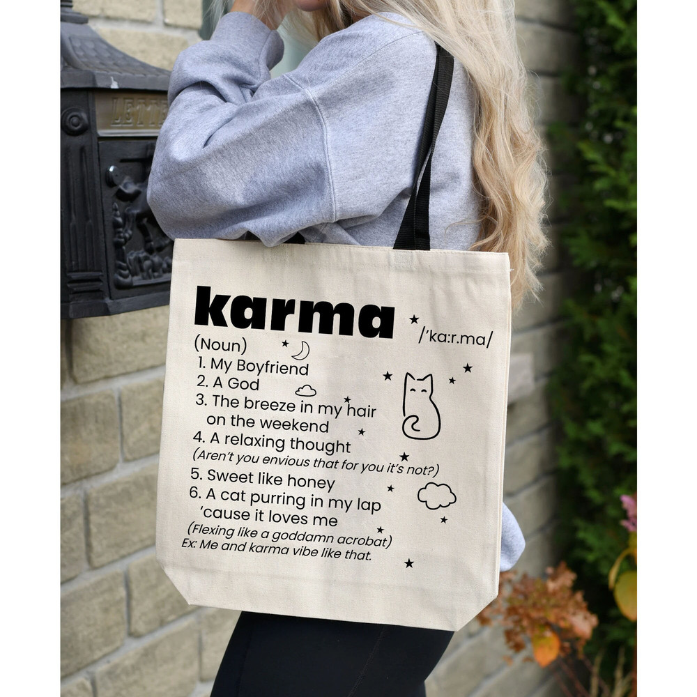 Karma is a Cat Tote Bag, Midnights Taylor Tote Bag For Cat Lovers, Swiftie Gift For Her - 1.jpg