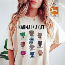 karma is a cat tshirt, midnights taylor swiftie tshirt, the eras tour shirt , meet me at midnight shirt