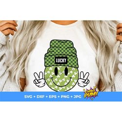 beanie smile svg, lucky smile beanie, st patricks day, retro groovy st patricks, lucky smile, st patricks smile png, luc