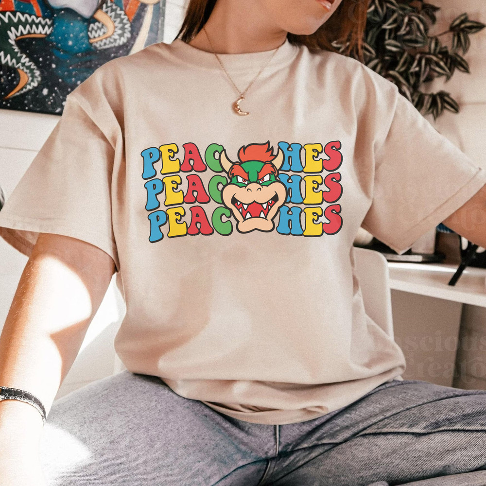 Peaches Peaches Peaches Comfort Colors T-Shirt, Peaches Bowser Song Mario Shirt, Super Mario Sweatshirt, LongSleeve, Hoodie - 1.jpg