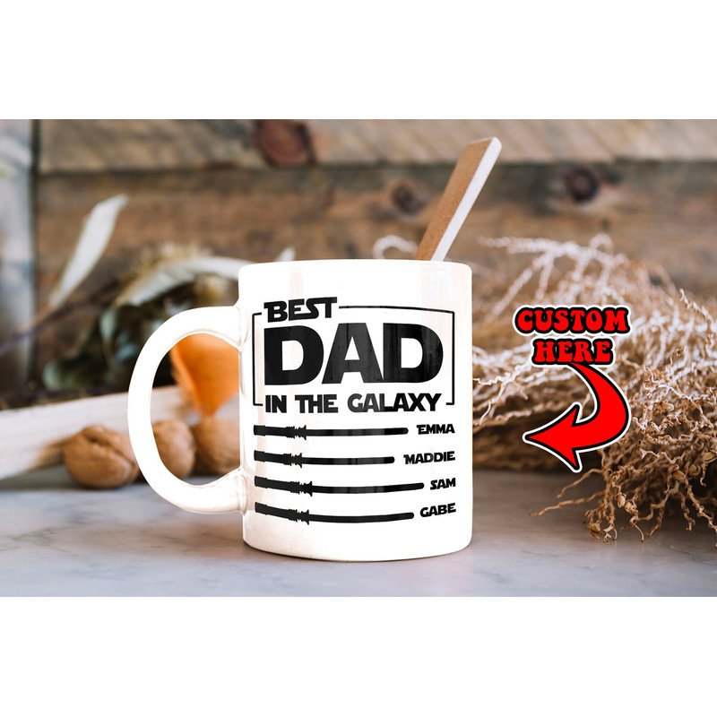Personalized Best Dad In The Galaxy Mug Father's Day Gift Names Lightsabers Mug Star Wars Mug Gift from Son & Daughter - 1.jpg