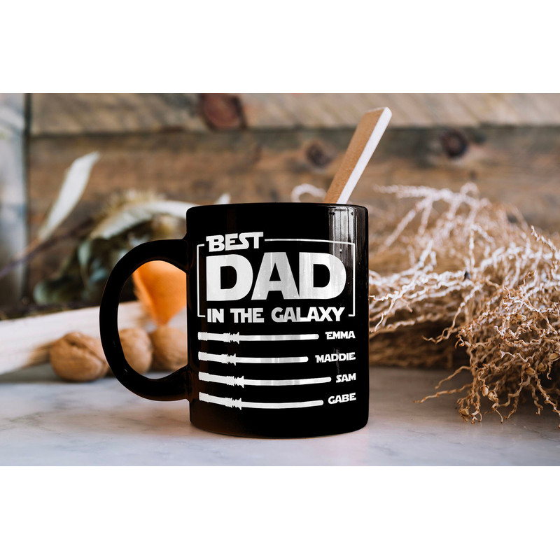 Personalized Best Dad In The Galaxy Mug Father's Day Gift Names Lightsabers Mug Star Wars Mug Gift from Son & Daughter - 2.jpg