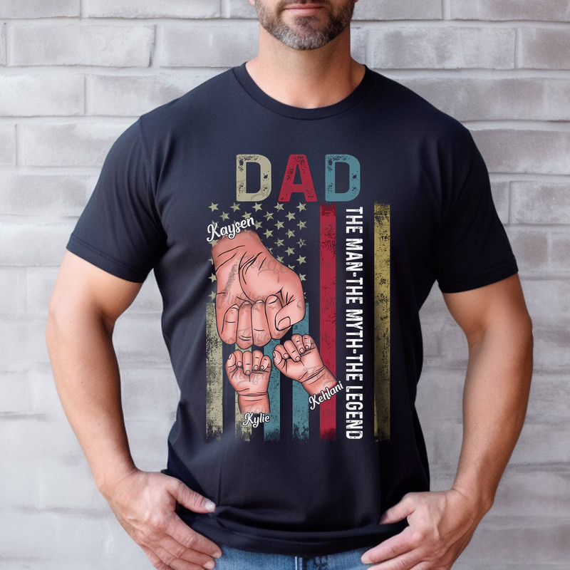 Personalized Dad Fist Bump Set T-Shirt Father's Day Gift, Fist Bump American Flag Sweatshirt, The Man, The Myth, The Legend Shirt - 1.jpg