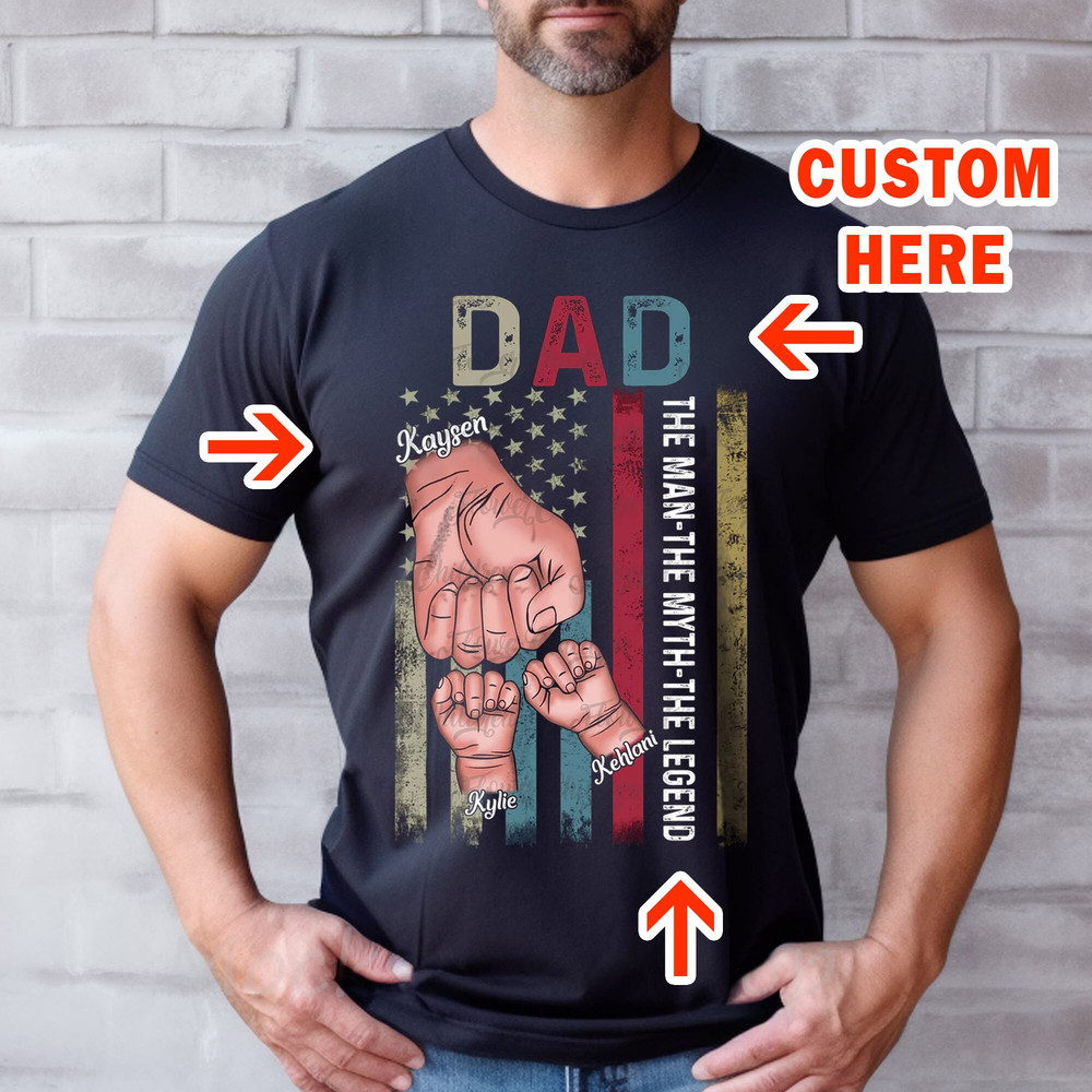 Personalized Dad Fist Bump Set T-Shirt Father's Day Gift, Fist Bump American Flag Sweatshirt, The Man, The Myth, The Legend Shirt - 2.jpg