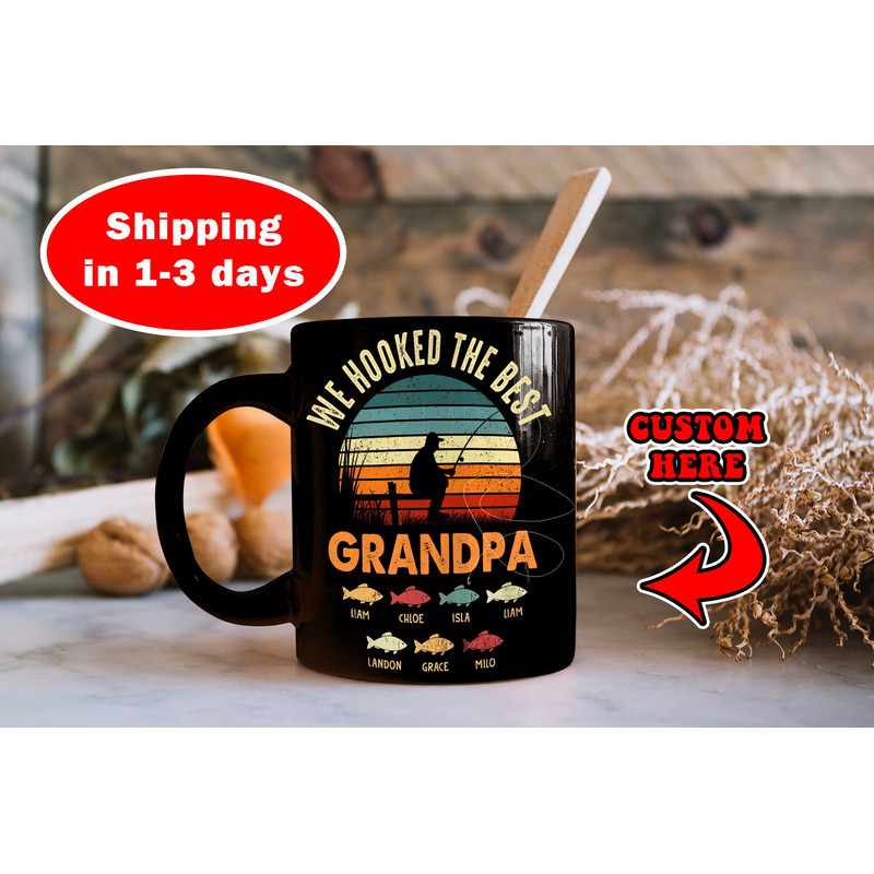 Personalized Gifts, Fathers Day Gifts, We Are Hooked On Grandpa, Dad Gifts, Grandpa Birthday Gifts, Gifts For Grandpa, Coffee Mugs - 1.jpg