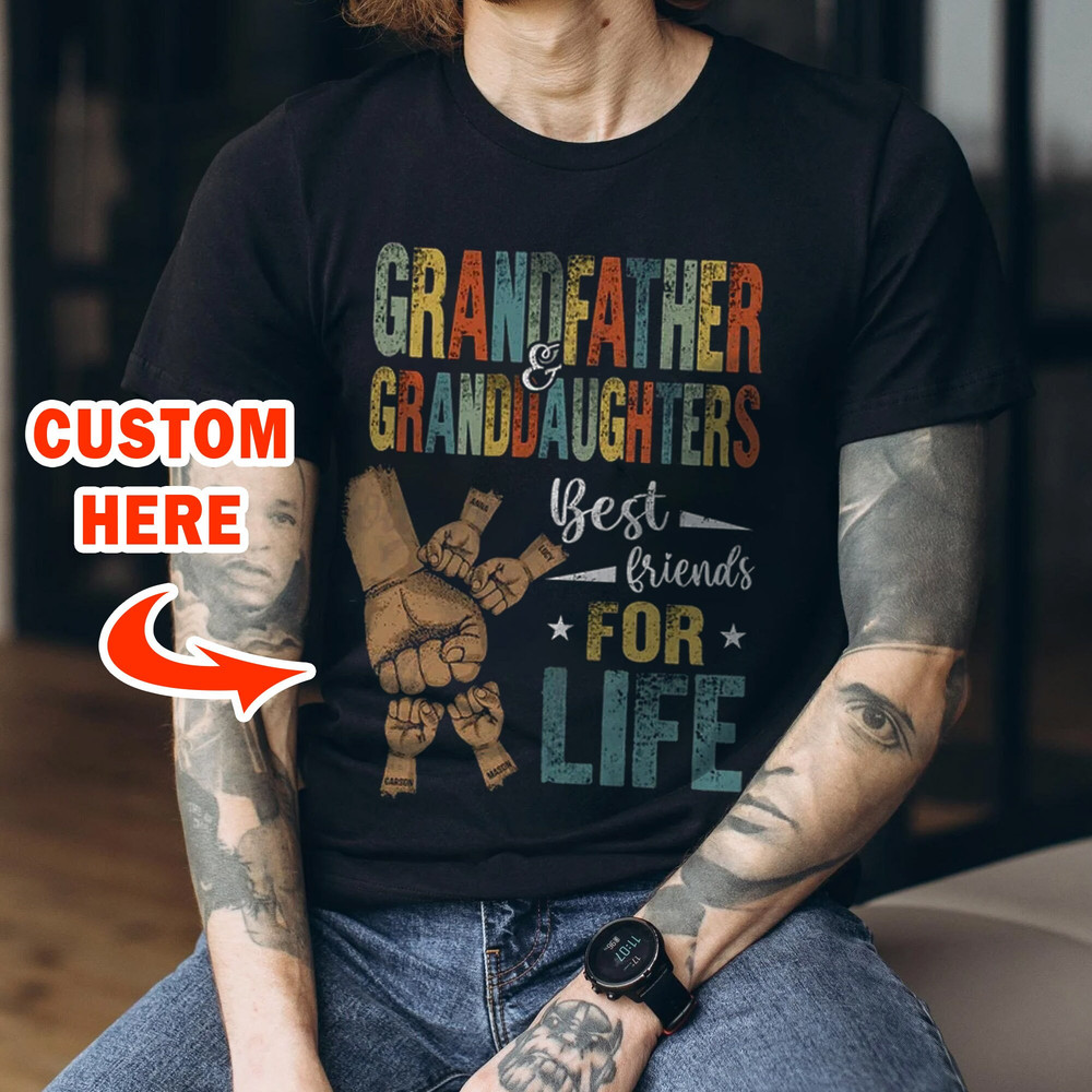Personalized Grandfather and Granddaughters Best Friends For Life T-Shirt Father's Day Gift Fist Bump Set, Baby Papa Fist Bump Shirt - 1.jpg