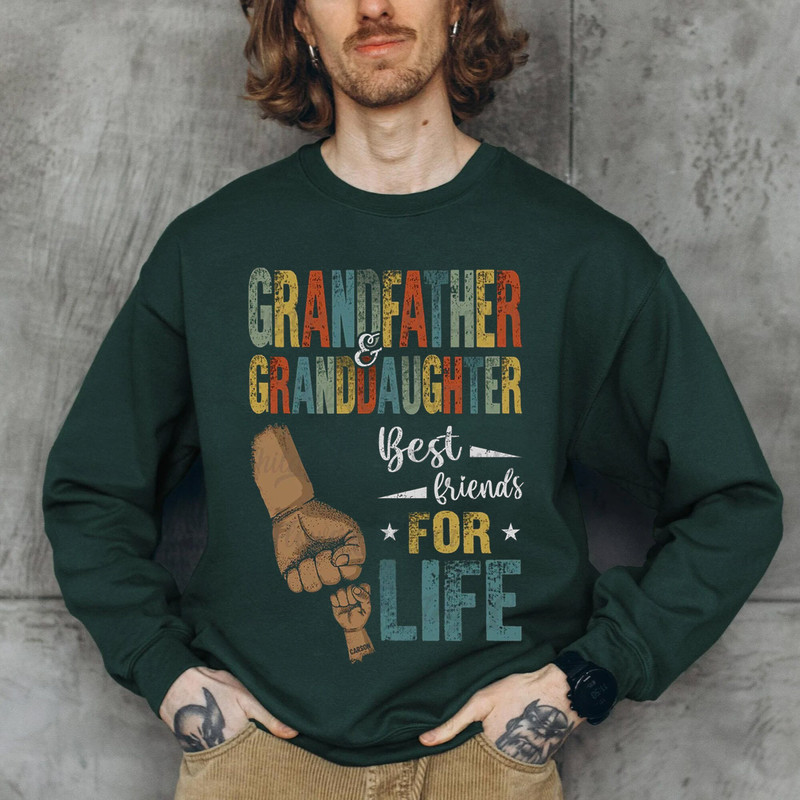 Personalized Grandfather and Granddaughters Best Friends For Life T-Shirt Father's Day Gift Fist Bump Set, Baby Papa Fist Bump Shirt - 3.jpg