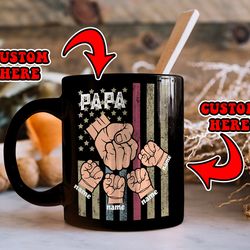 personalized kidnames papa mug fathers day gift fist bump grandchild names mug custom poppy pop pop mug gift from son &