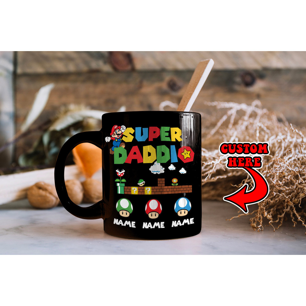 Personalized Kidnames Super Daddio Mug Father's Day Gift  Super Mario Mug  Dad Mug  Gift from Son & Daughter - 1.jpg