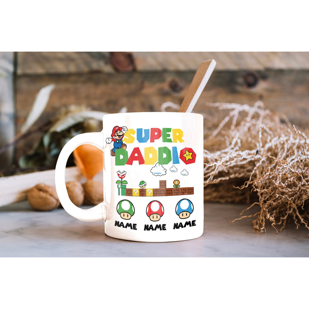 Personalized Kidnames Super Daddio Mug Father's Day Gift  Super Mario Mug  Dad Mug  Gift from Son & Daughter - 2.jpg