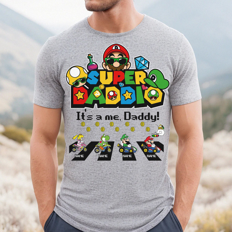 Personalized Super Daddio Game Shirt,Custom Kids Name Dad Shirt, Father's Day Shirt, Super Dad Gamer Tee,Father's Day Gift - 4.jpg