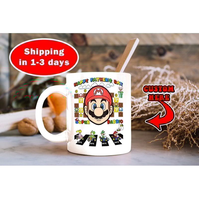 Personalized Super Daddio Mug Father's Day Gift, Super Mario Mug, Dad Gamer Mug, Funny Daddy Life Coffee 2023 Mug - 2.jpg
