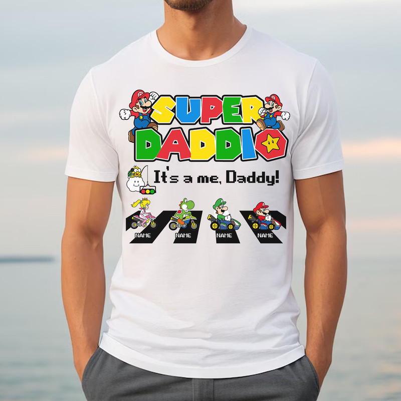 Personalized Super Daddio Shirt, Super Dad Shirt, Daddy Gamer Shirt, Father's Day Daddio Shirt, Mario Family - 1.jpg