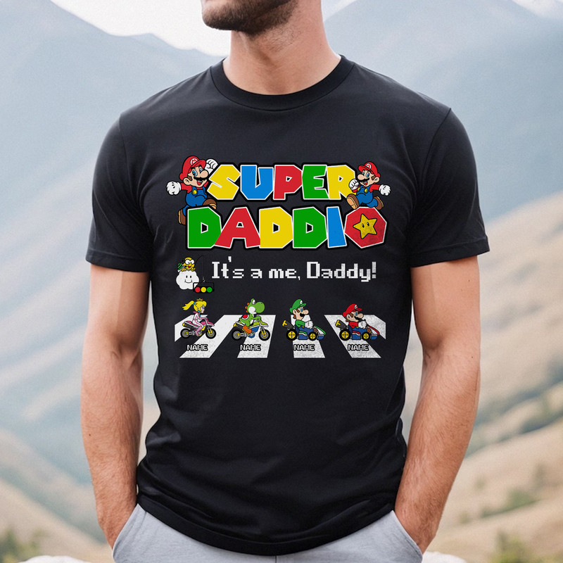 Personalized Super Daddio Shirt, Super Dad Shirt, Daddy Gamer Shirt, Father's Day Daddio Shirt, Mario Family - 2.jpg
