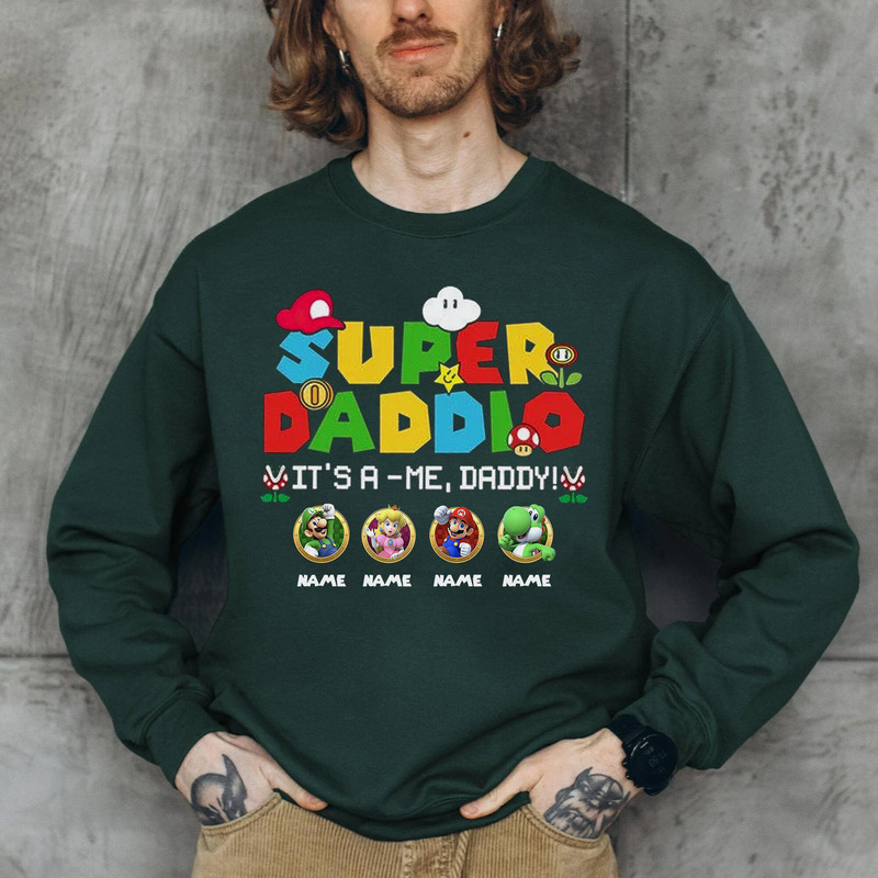 Personalized Super Daddio Shirt, Super Mario Shirt, Daddio Shirt, Super Dad Shirt, Dad Gamer Shirt, Father's Day Gift, Mario Family Shirt - 3.jpg