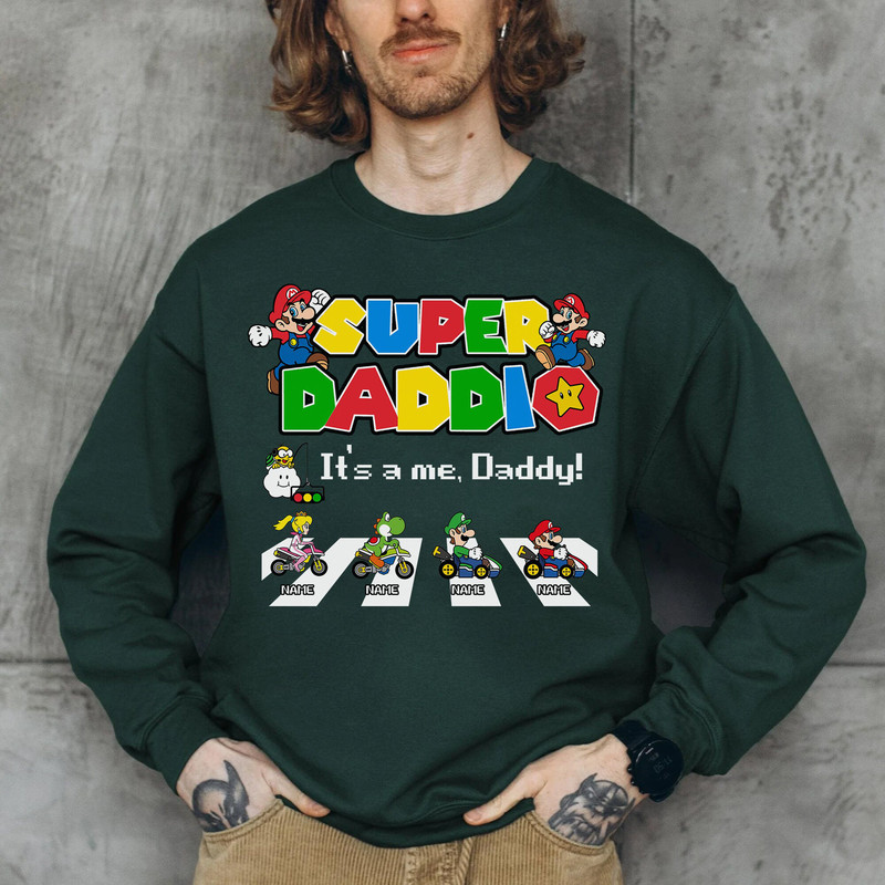 Personalized Super Daddio Shirt, Super Dad Shirt, Daddy Gamer Shirt, Father's Day Daddio Shirt, Mario Family - 5.jpg