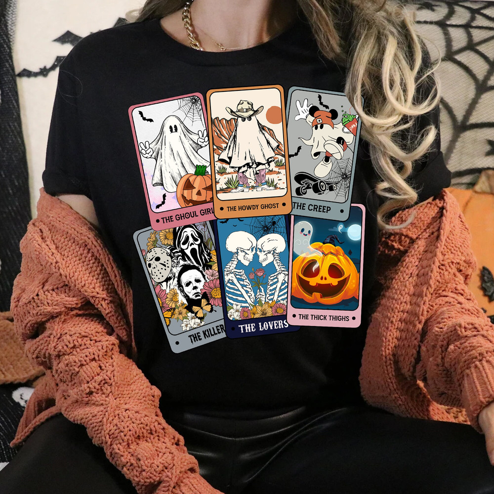 Retro Halloween Ghost Tarot Card Shirt  Halloween Ghost Shirt  Spooky Season Shirt - 1.jpg