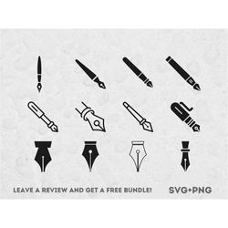 fountain pen svg bundle, svg files for cricut, write svg, pen clipart, writing svg, author svg, writing clipart, office