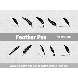 feather pen svg bundle, svg files for cricut, write svg, pen clipart, writing svg, author svg, writing clipart, office s