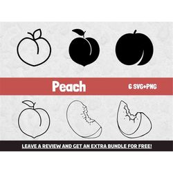 peach svg, svg files for cricut, peach clipart, peach cut file, fruit svg, food svg, fruit clipart, summer svg, tropical