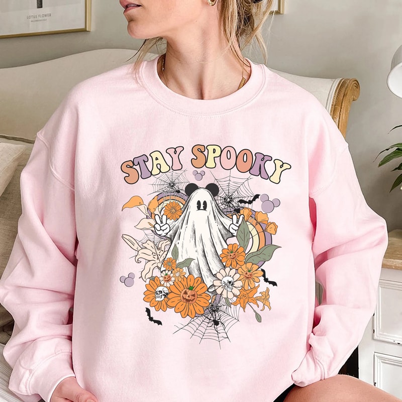Stay Spooky Mickey Ghost Shirt, Vintage Mickey Halloween shirt, Floral Mickey Boo Halloween Shirt - 4.jpg