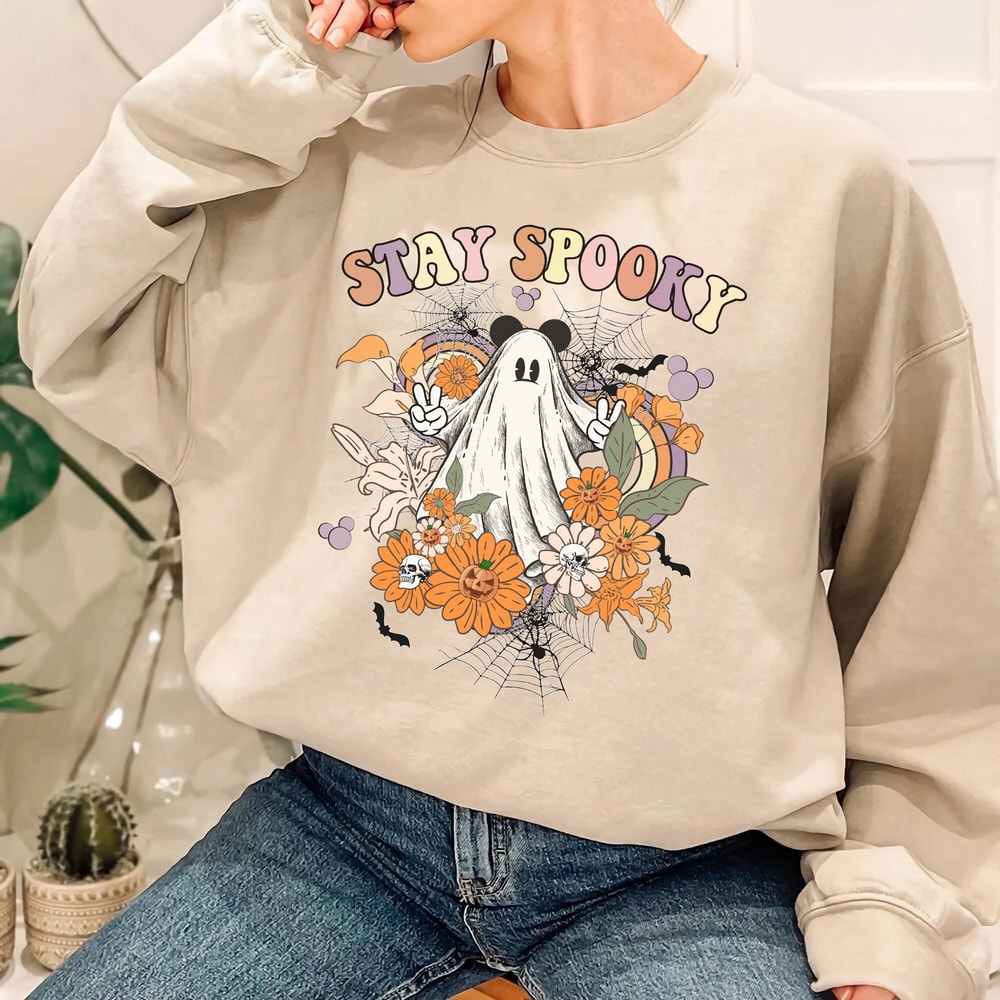 Stay Spooky Mickey Ghost Shirt, Vintage Mickey Halloween shirt, Floral Mickey Boo Halloween Shirt - 5.jpg