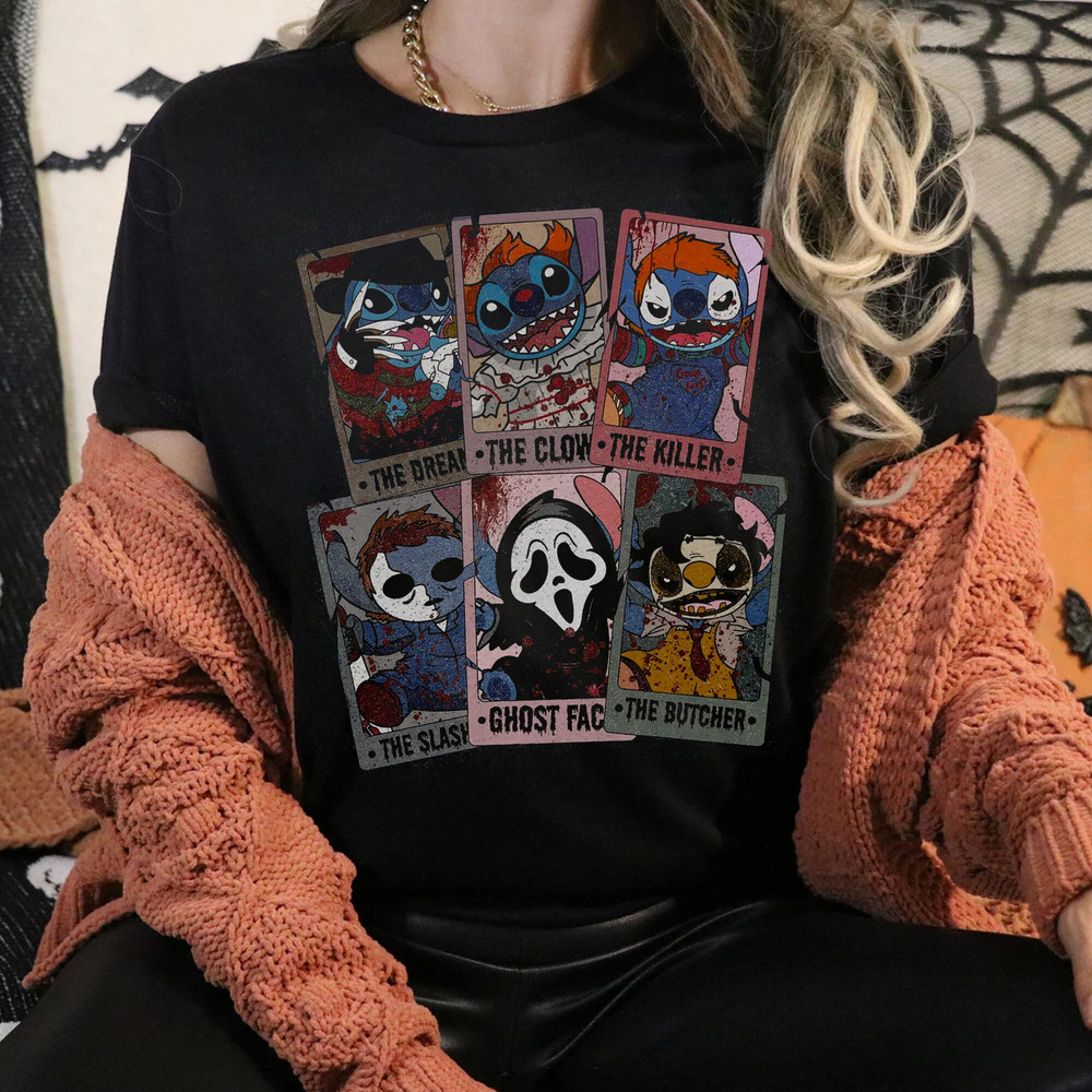 Stitch Horror Tarot Card Halloween Shirt  Lilo And Stitch Halloween Shirt  Horror Characters Shirt - 1.jpg