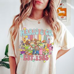 super mario & co est 1985 vintage shirt, return to the super mario bros movie, super mario birthday shirt, mario friend