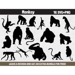 monkey svg bundle, svg files for cricut, animal svg, zoo svg, safari svg, silhouette svg, monkey clipart, ape svg, safar