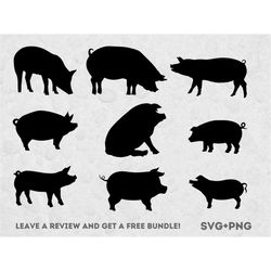 pig svg, svg files for cricut, pig clipart, farm svg, farmhouse svg, farmhouse animal svg, pig silhouettes, farm clipart