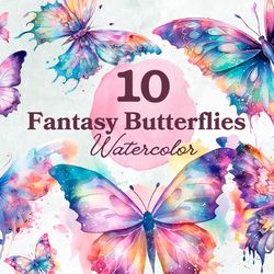 fantasy butterflies watercolor