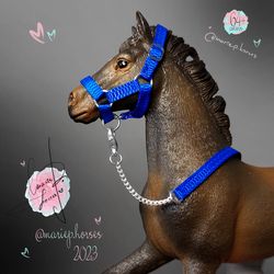 Royal Blue Schleich Halter Lead Rope set Custom handmade Model Horse Tack collectible Toy Accessories MariePHorses