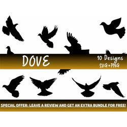 dove svg bundle, svg files for cricut, bird svg, bird clipart, silhouette svg, pigeon svg, dove clipart, dove png, bird